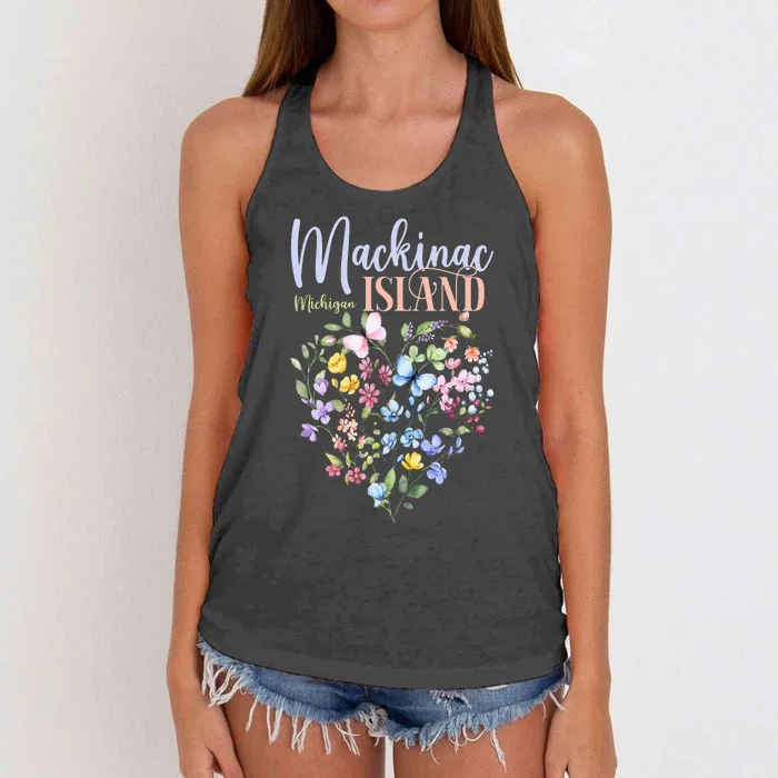 Mackinac Island Michigan Wildflowers Heart I Love Michigan Women's Knotted Racerback Tank