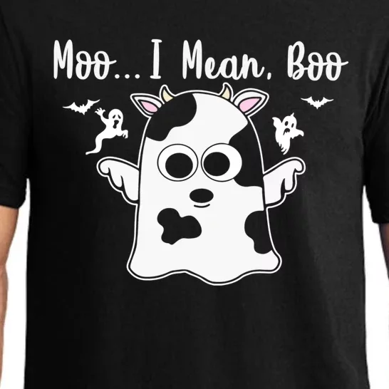 Moo I Mean Boo Funny Cow Halloween Gift Pajama Set