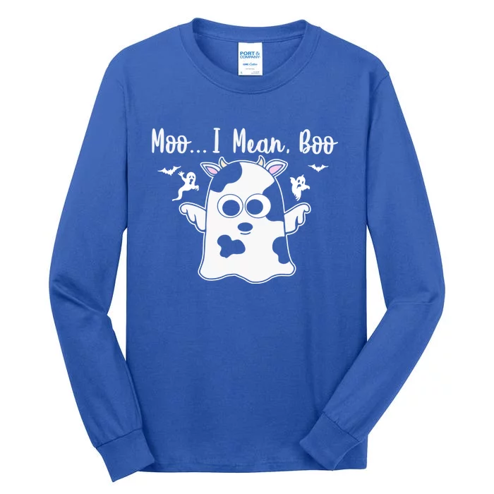 Moo I Mean Boo Funny Cow Halloween Gift Tall Long Sleeve T-Shirt