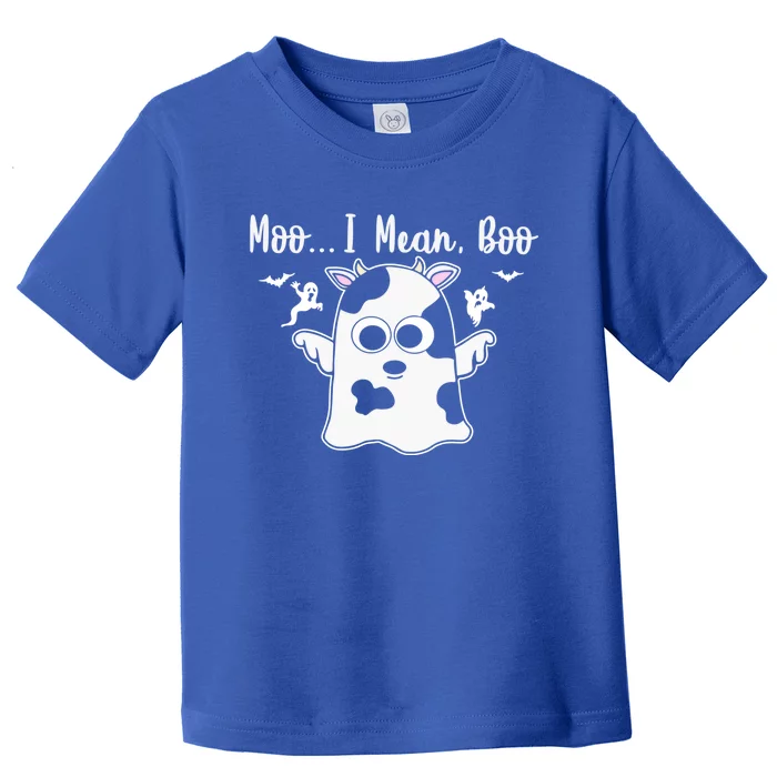 Moo I Mean Boo Funny Cow Halloween Gift Toddler T-Shirt