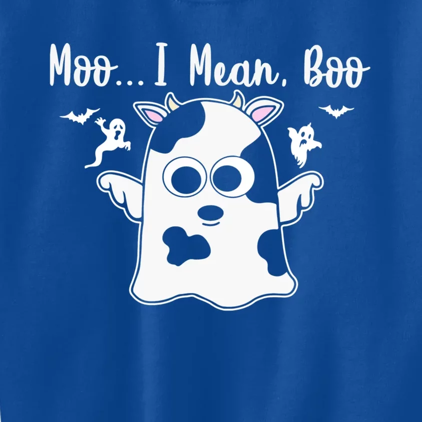 Moo I Mean Boo Funny Cow Halloween Gift Kids Sweatshirt