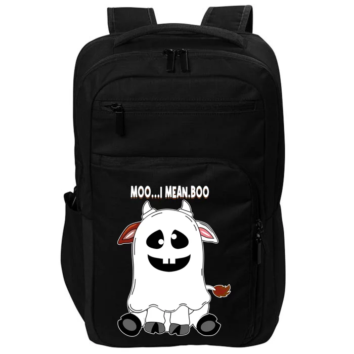 Moo I Mean Boo Funny Cow Halloween Gift Impact Tech Backpack