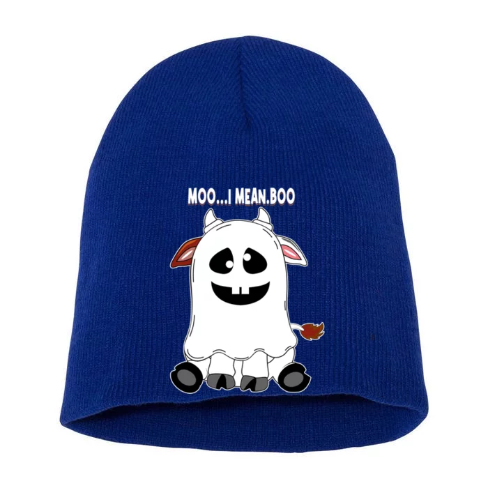 Moo I Mean Boo Funny Cow Halloween Gift Short Acrylic Beanie