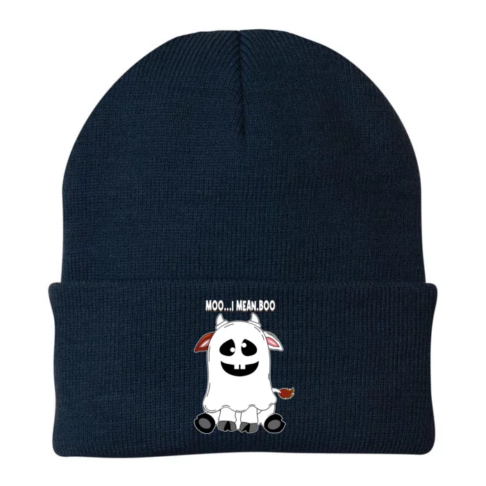 Moo I Mean Boo Funny Cow Halloween Gift Knit Cap Winter Beanie