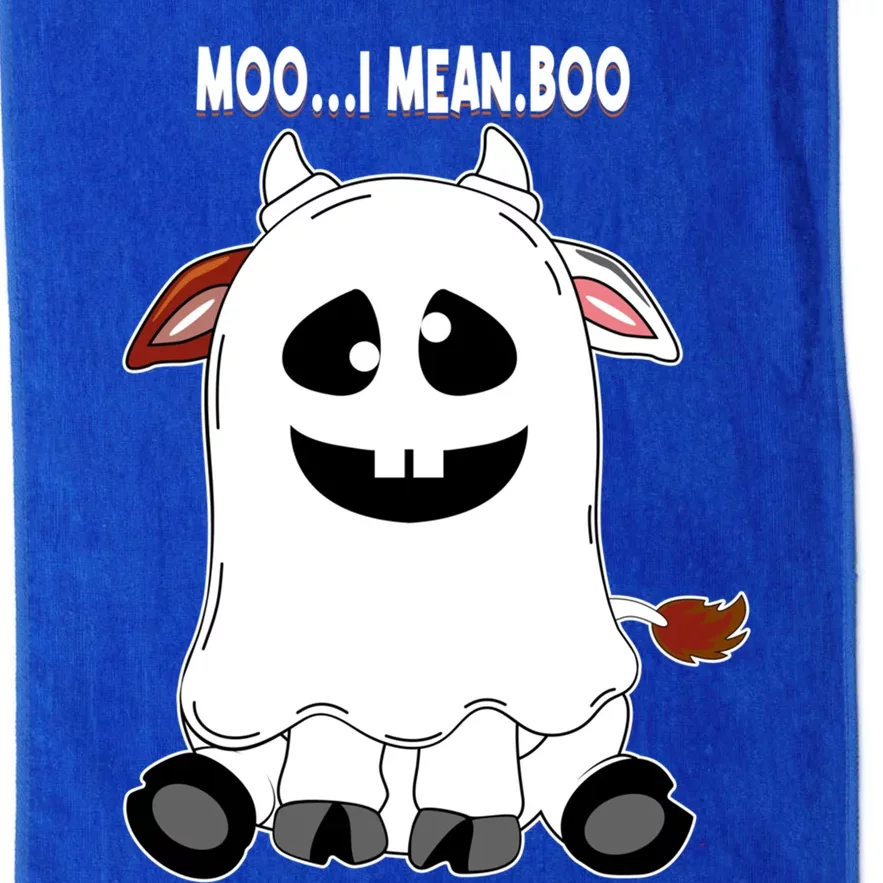 Moo I Mean Boo Funny Cow Halloween Gift Platinum Collection Golf Towel