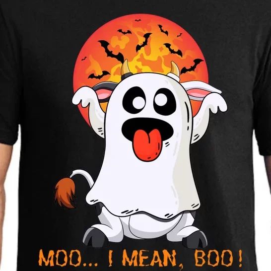 Moo I Mean Boo Funny Ghost Cow Halloween Gift Pajama Set