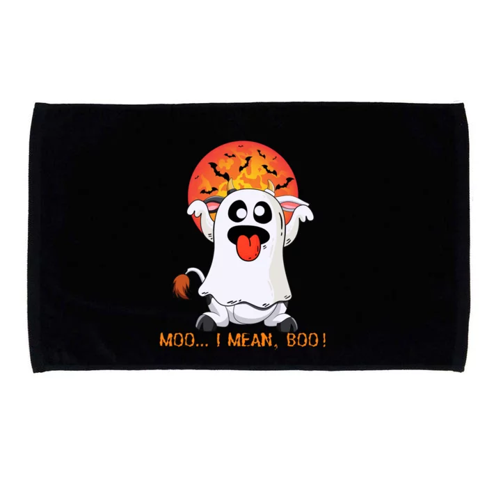 Moo I Mean Boo Funny Ghost Cow Halloween Gift Microfiber Hand Towel