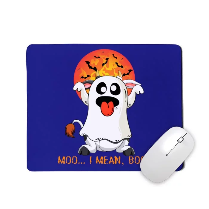 Moo I Mean Boo Funny Ghost Cow Halloween Gift Mousepad