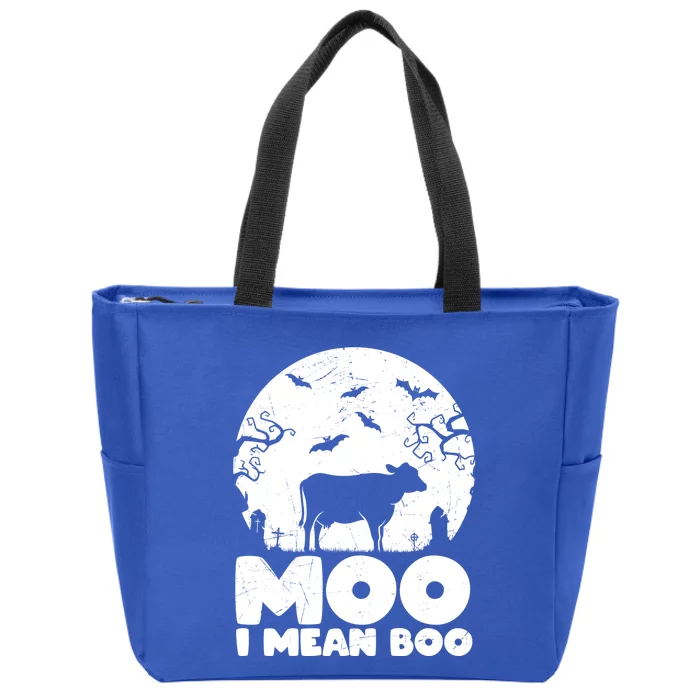 Moo I Mean Boo Funny Halloween Cow Ghost Cool Gift Zip Tote Bag