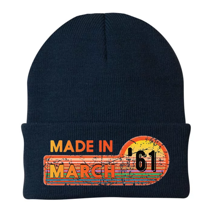 Made In March 1961 Awesome Since 1961 Birthday Vintage Knit Cap Winter Beanie