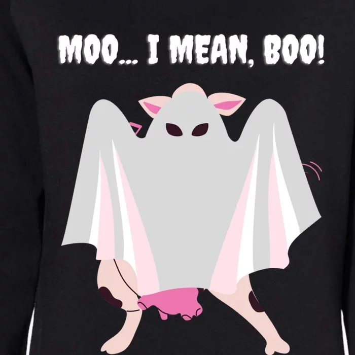 Moo I Mean Boo Funny Halloween Ghost Cow Gift Womens California Wash Sweatshirt