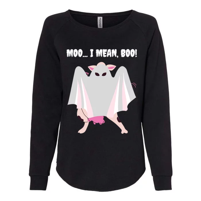 Moo I Mean Boo Funny Halloween Ghost Cow Gift Womens California Wash Sweatshirt