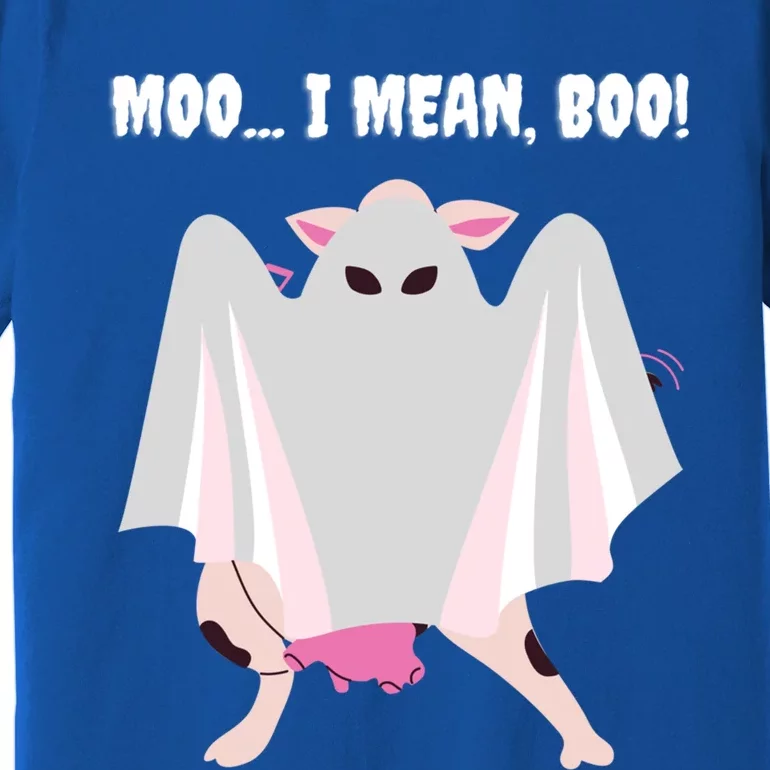 Moo I Mean Boo Funny Halloween Ghost Cow Gift Premium T-Shirt