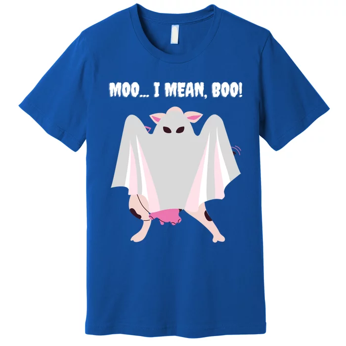 Moo I Mean Boo Funny Halloween Ghost Cow Gift Premium T-Shirt