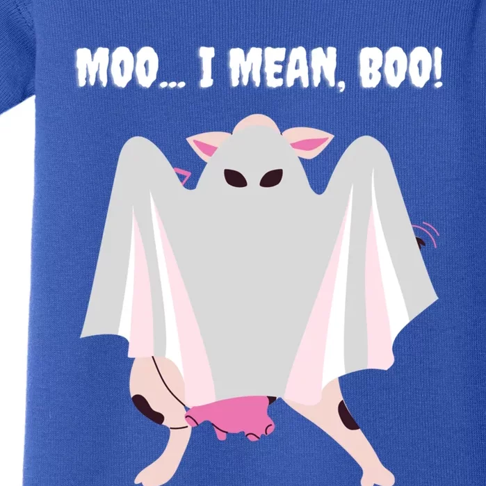 Moo I Mean Boo Funny Halloween Ghost Cow Gift Baby Bodysuit