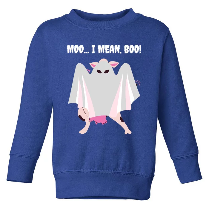 Moo I Mean Boo Funny Halloween Ghost Cow Gift Toddler Sweatshirt