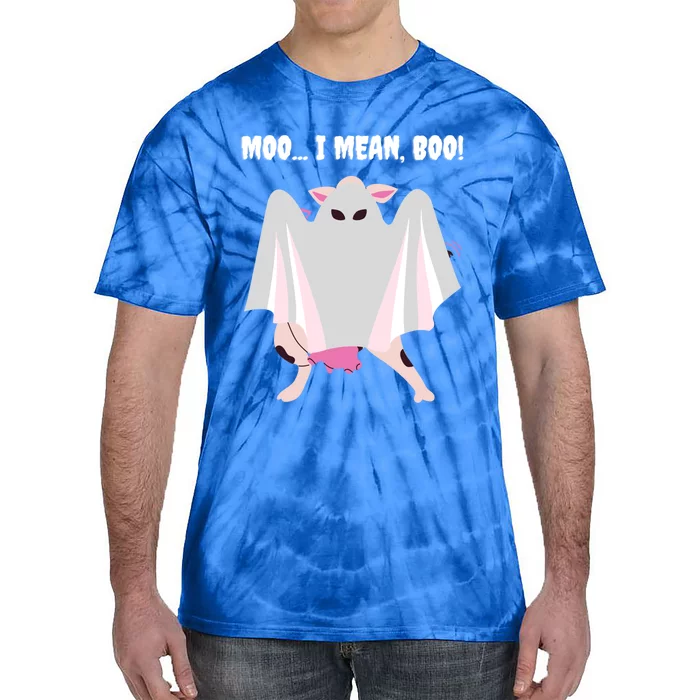 Moo I Mean Boo Funny Halloween Ghost Cow Gift Tie-Dye T-Shirt