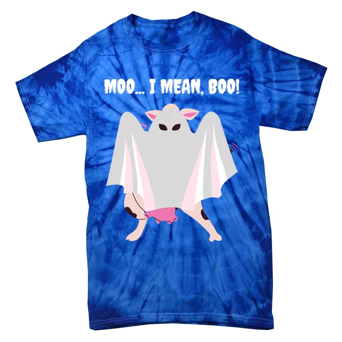 Moo I Mean Boo Funny Halloween Ghost Cow Gift Tie-Dye T-Shirt