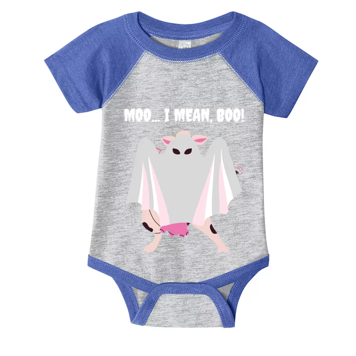 Moo I Mean Boo Funny Halloween Ghost Cow Gift Infant Baby Jersey Bodysuit