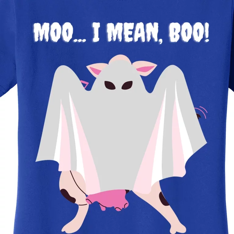 Moo I Mean Boo Funny Halloween Ghost Cow Gift Women's T-Shirt