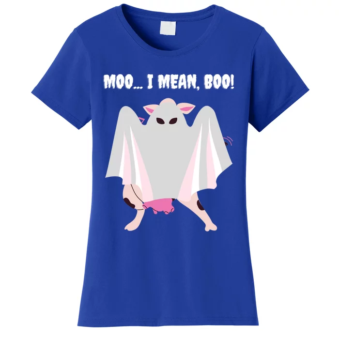 Moo I Mean Boo Funny Halloween Ghost Cow Gift Women's T-Shirt