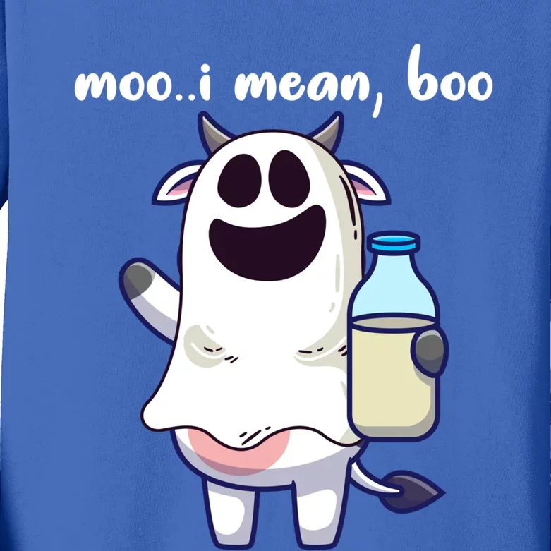 Moo I Mean Boo Funny Halloween Gift Kids Long Sleeve Shirt