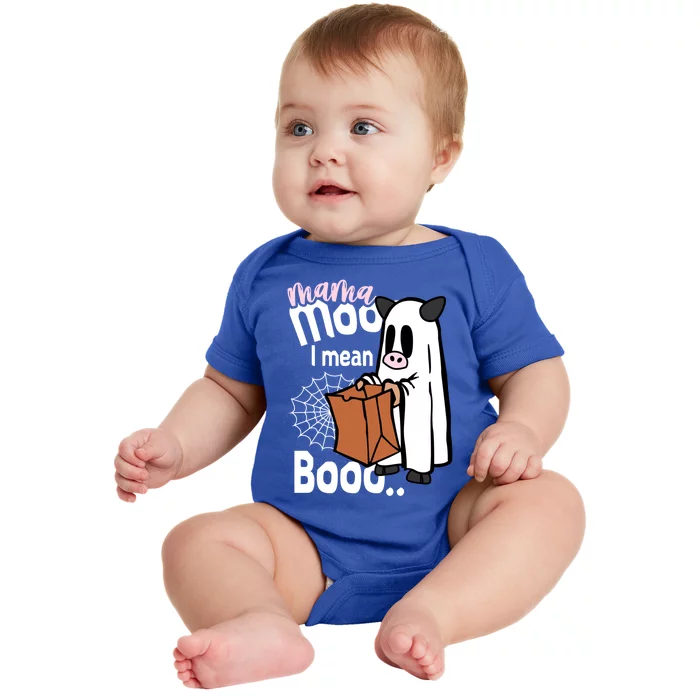 Moo I Mean Boo Funny Mom Son Daughter Mommy And Me Halloween Gift Baby Bodysuit