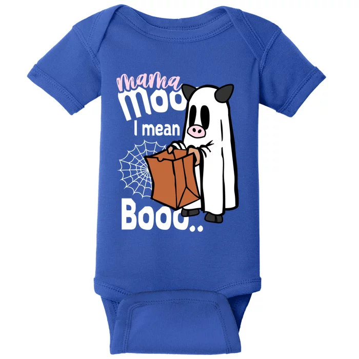 Moo I Mean Boo Funny Mom Son Daughter Mommy And Me Halloween Gift Baby Bodysuit