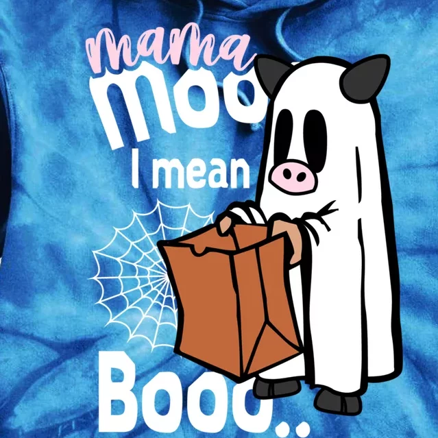 Moo I Mean Boo Funny Mom Son Daughter Mommy And Me Halloween Gift Tie Dye Hoodie