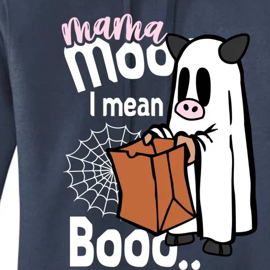 Moo I Mean Boo Funny Mom Son Daughter Mommy And Me Halloween Gift Women's Pullover Hoodie