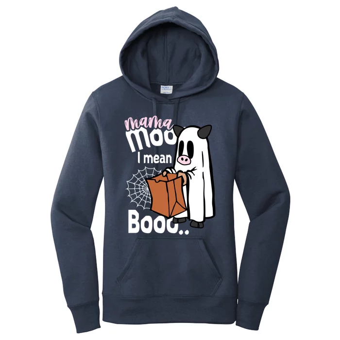 Moo I Mean Boo Funny Mom Son Daughter Mommy And Me Halloween Gift Women's Pullover Hoodie