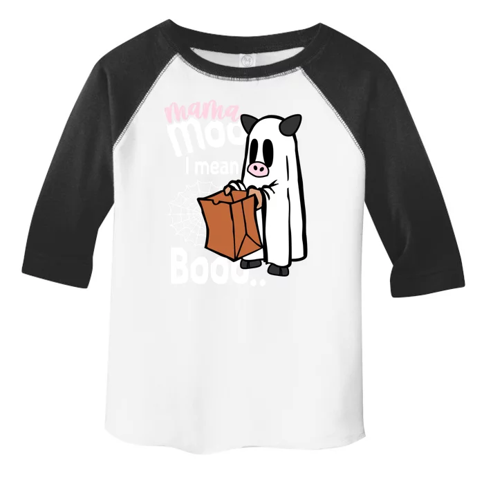 Moo I Mean Boo Funny Mom Son Daughter Mommy And Me Halloween Gift Toddler Fine Jersey T-Shirt