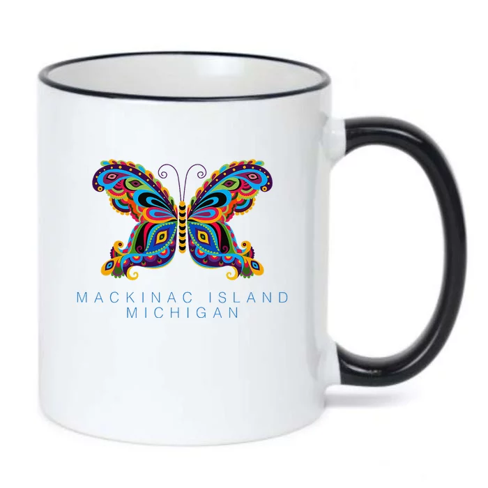 Mackinac Island Michigan Souvenir Butterfly Graphic Black Color Changing Mug