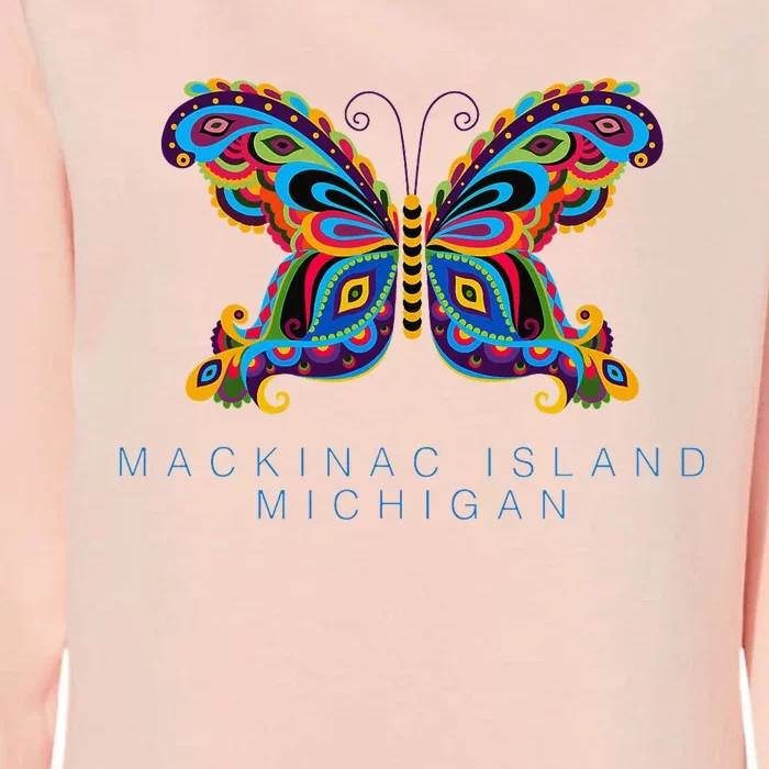 Mackinac Island Michigan Souvenir Butterfly Graphic Womens California Wash Sweatshirt