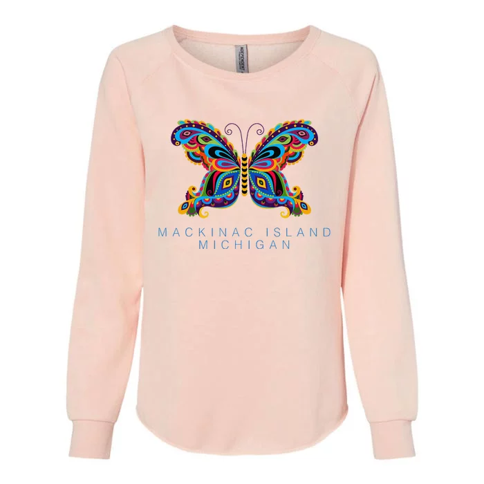 Mackinac Island Michigan Souvenir Butterfly Graphic Womens California Wash Sweatshirt