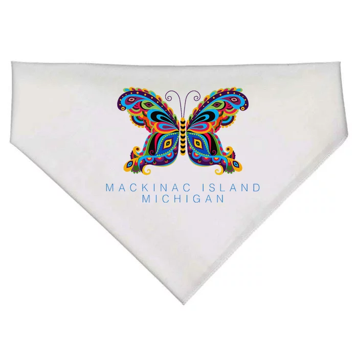 Mackinac Island Michigan Souvenir Butterfly Graphic USA-Made Doggie Bandana