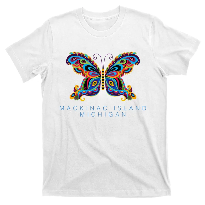 Mackinac Island Michigan Souvenir Butterfly Graphic T-Shirt