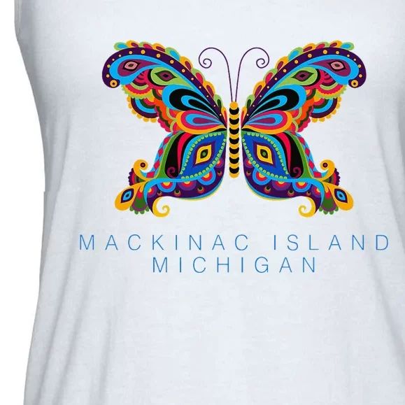 Mackinac Island Michigan Souvenir Butterfly Graphic Ladies Essential Flowy Tank