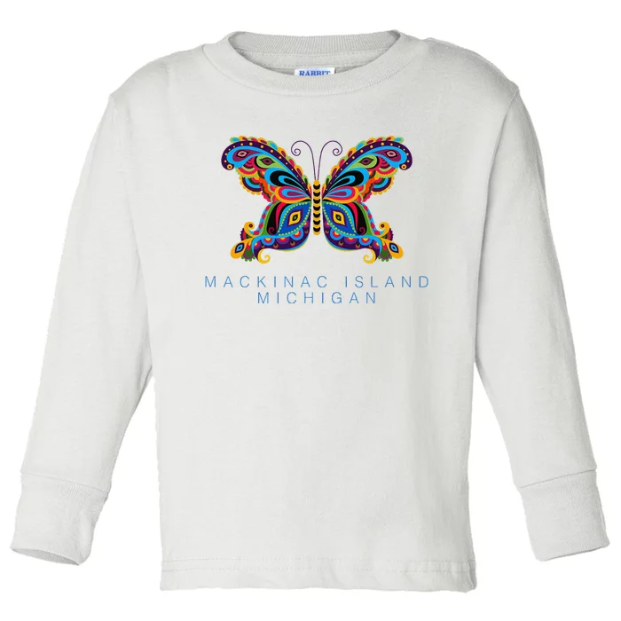 Mackinac Island Michigan Souvenir Butterfly Graphic Toddler Long Sleeve Shirt