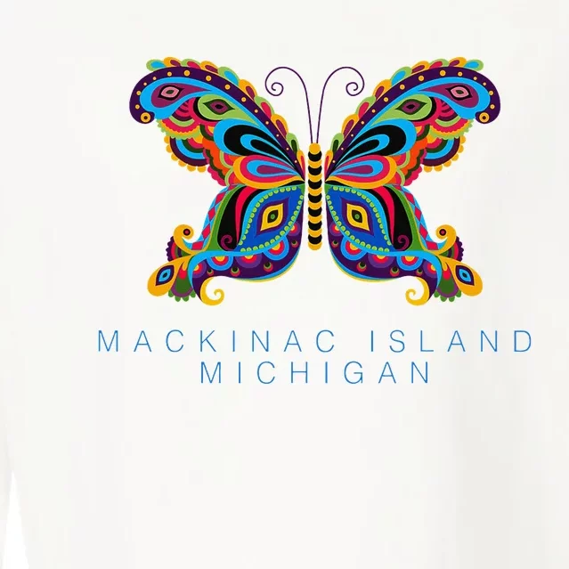 Mackinac Island Michigan Souvenir Butterfly Graphic Cropped Pullover Crew