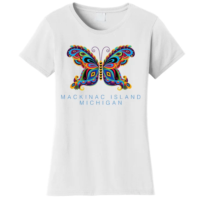 Mackinac Island Michigan Souvenir Butterfly Graphic Women's T-Shirt