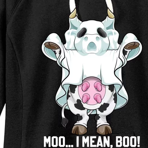 Moo I Mean Boo Ghost Cow Funny Halloween Costume Boys Cool Gift Women's Fleece Hoodie