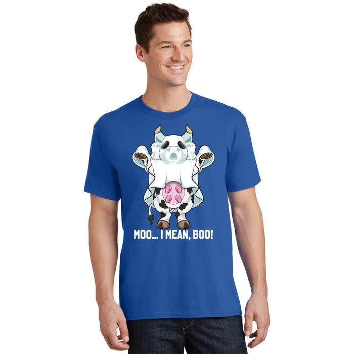 Moo I Mean Boo Ghost Cow Funny Halloween Costume Boys Cool Gift T-Shirt