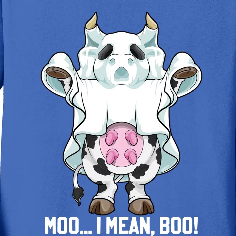 Moo I Mean Boo Ghost Cow Funny Halloween Costume Boys Cool Gift Kids Long Sleeve Shirt