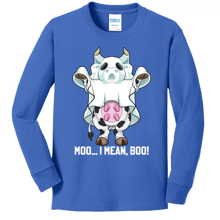 Moo I Mean Boo Ghost Cow Funny Halloween Costume Boys Cool Gift Kids Long Sleeve Shirt