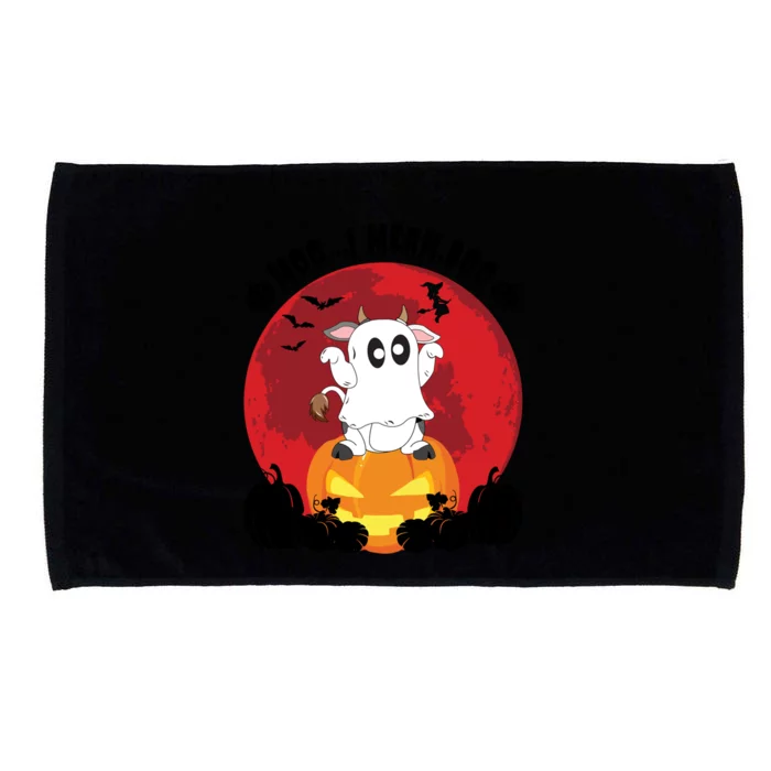 Moo I Mean Boo Ghost Cow Ghost Halloween Gift Microfiber Hand Towel