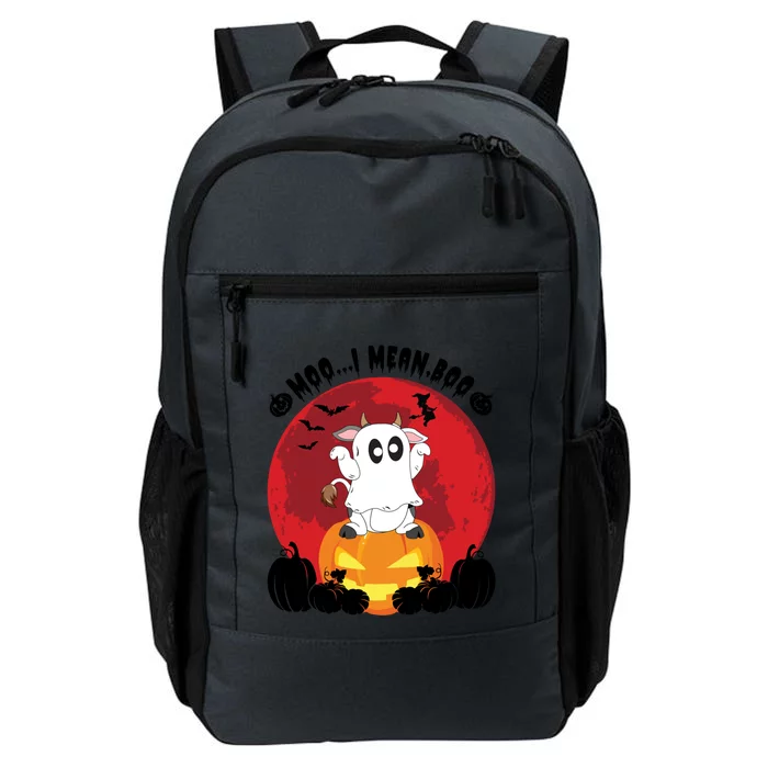 Moo I Mean Boo Ghost Cow Ghost Halloween Gift Daily Commute Backpack