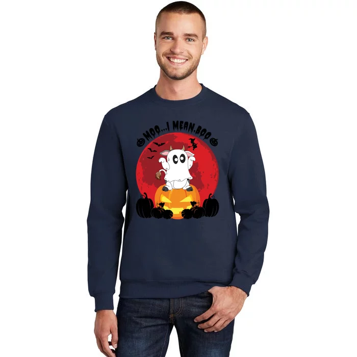 Moo I Mean Boo Ghost Cow Ghost Halloween Gift Sweatshirt