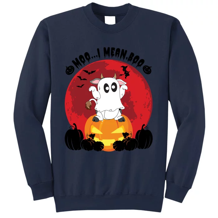 Moo I Mean Boo Ghost Cow Ghost Halloween Gift Sweatshirt