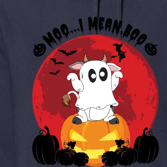 Moo I Mean Boo Ghost Cow Ghost Halloween Gift Premium Hoodie